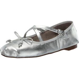 Circus NY by Sam Edelman Women's Soft Silver PolyurethaneCross Strap Ballet Flat